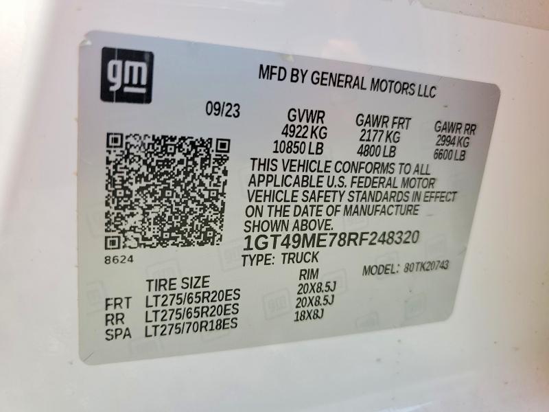 59131546 :رقم المزاد ، 1GT49ME78RF248320 vin ، 2024 Gmc Sierra مزاد بيع
