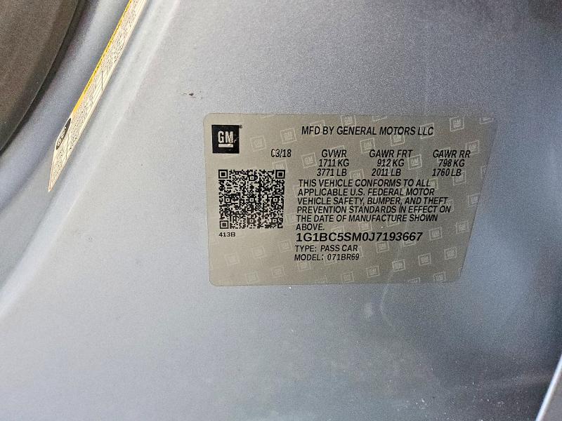 Продаж на аукціоні авто 2018 Chevrolet Cruze, vin: 1G1BC5SM0J7193667, номер лоту: 58816856