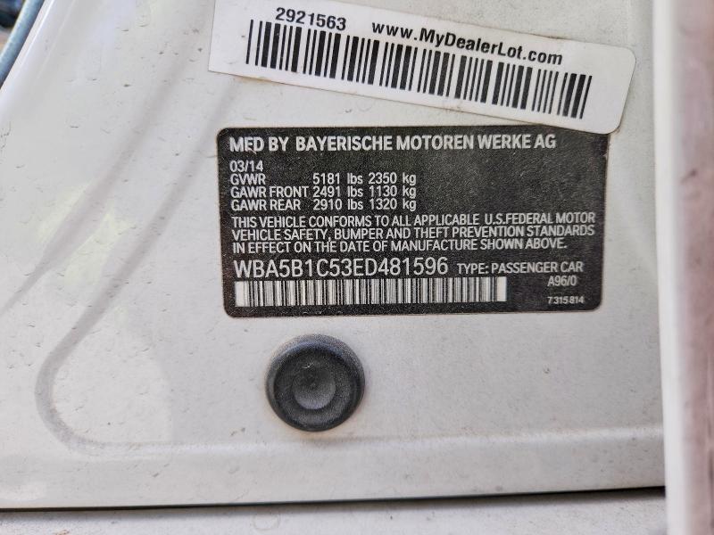 59603266 :رقم المزاد ، WBA5B1C53ED481596 vin ، 2014 Bmw 535 مزاد بيع