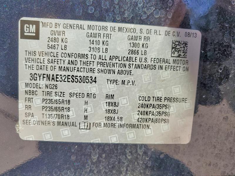 62692936 :رقم المزاد ، 3GYFNAE32ES530534 vin ، 2014 Cadillac Srx مزاد بيع