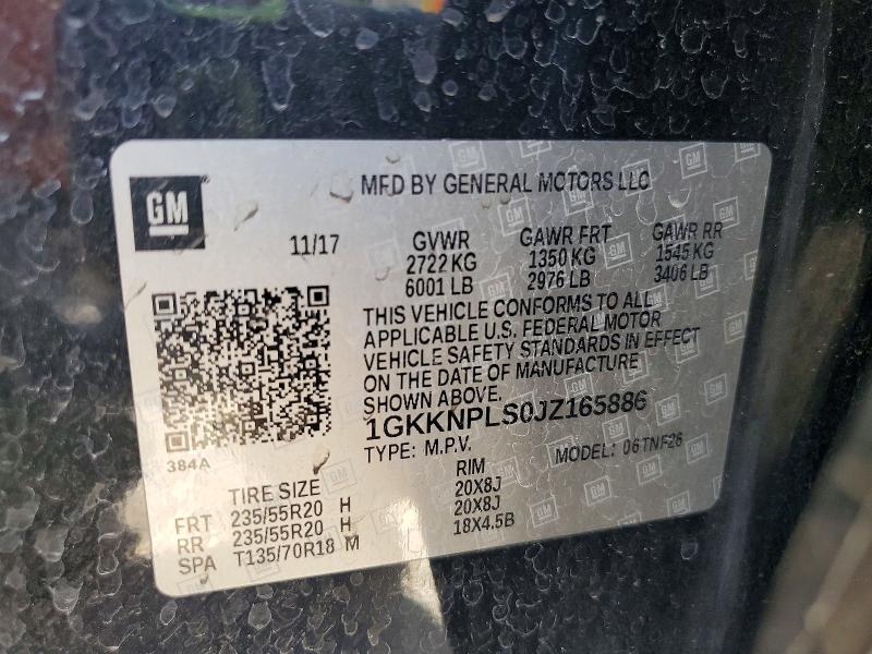 Aukcja sprzedaży 2018 Gmc Acadia, vin: 1GKKNPLS0JZ165886, numer aukcji: 59733676