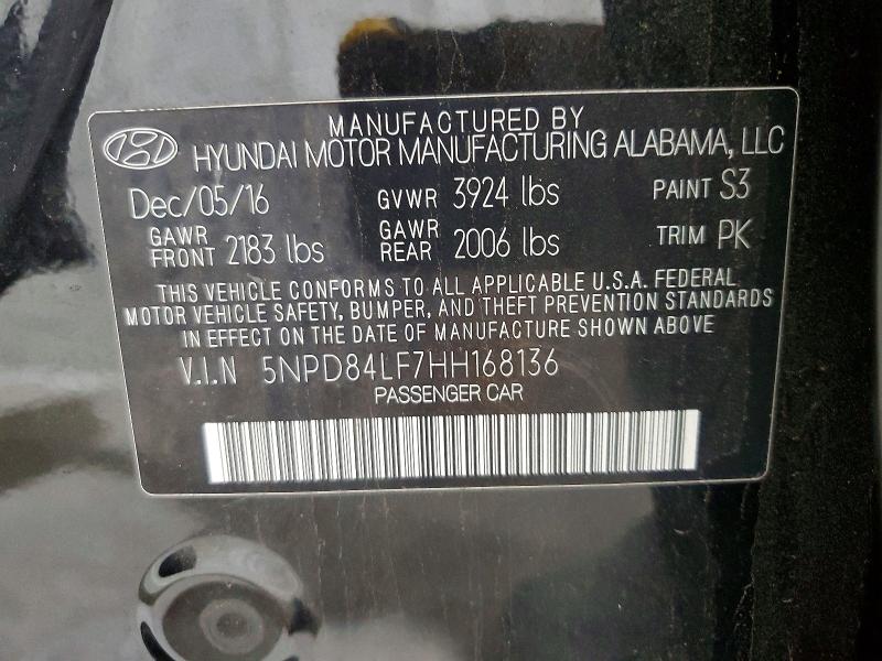Продажа на аукционе авто 2017 Hyundai Elantra, vin: 5NPD84LF7HH168136, номер лота: 60439676