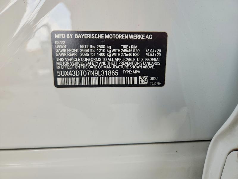 Продажа на аукционе авто 2022 Bmw X4, vin: 5UX43DT07N9L31865, номер лота: 62106676