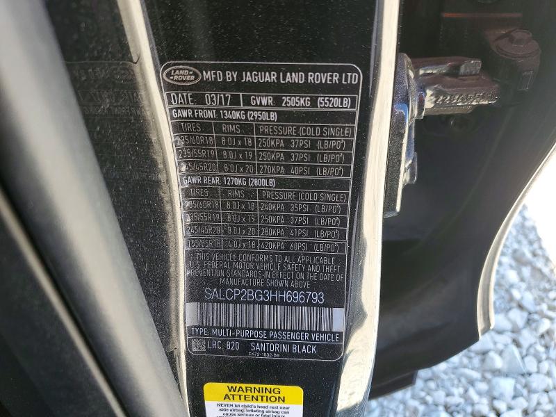 59336036 :رقم المزاد ، SALCP2BG3HH696793 vin ، 2017 Land Rover Discovery Sport مزاد بيع