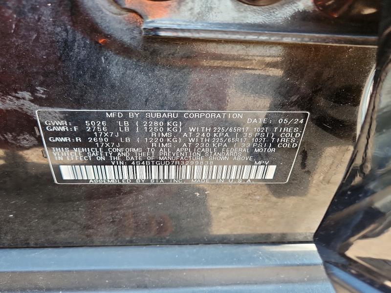 62720426 :رقم المزاد ، 4S4BTGUD7R3299838 vin ، 2024 Subaru Outback مزاد بيع