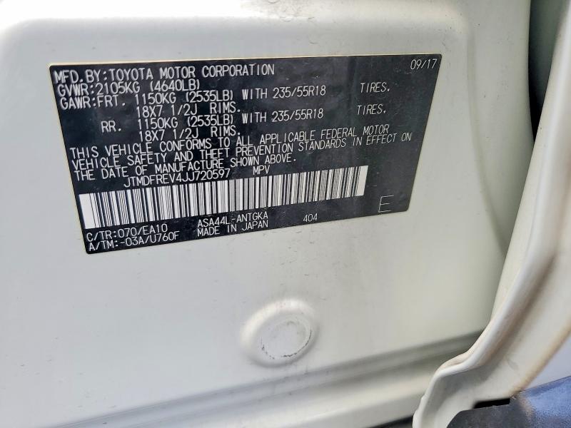 Продаж на аукціоні авто 2018 Toyota Rav4, vin: JTMDFREV4JJ720597, номер лоту: 59828876