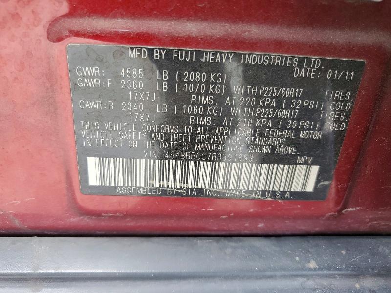 Продажа на аукционе авто 2011 Subaru Outback, vin: 4S4BRBCC7B3391693, номер лота: 60647666