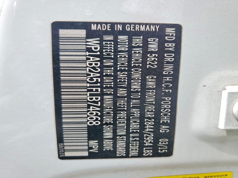 Продаж на аукціоні авто 2015 Porsche Macan, vin: WP1AB2A51FLB74668, номер лоту: 62372436
