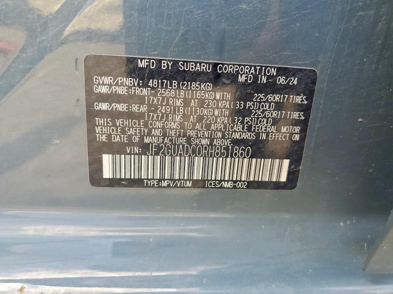 Aukcja sprzedaży 2024 Subaru Crosstrek, vin: JF2GUADC0RH851860, numer aukcji: 61693416