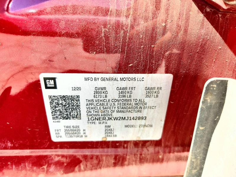 Aukcja sprzedaży 2021 Chevrolet Traverse, vin: 1GNERJKW2MJ142893, numer aukcji: 61776736