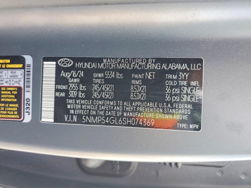 60869786 :رقم المزاد ، 5NMP54GL6SH074369 vin ، 2025 Hyundai Santa Fe مزاد بيع