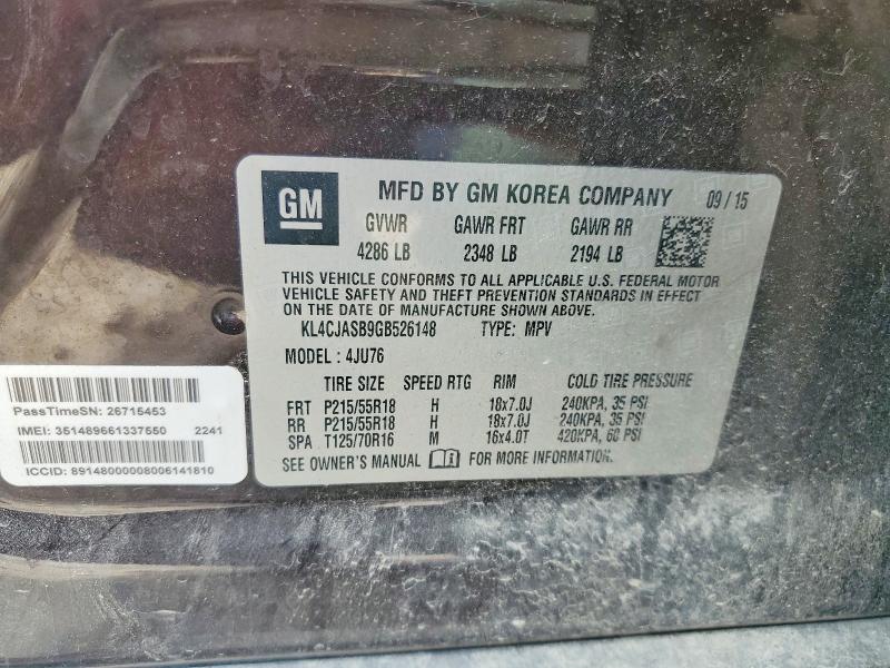 Aukcja sprzedaży 2016 Buick Encore, vin: KL4CJASB9GB526148, numer aukcji: 59248946