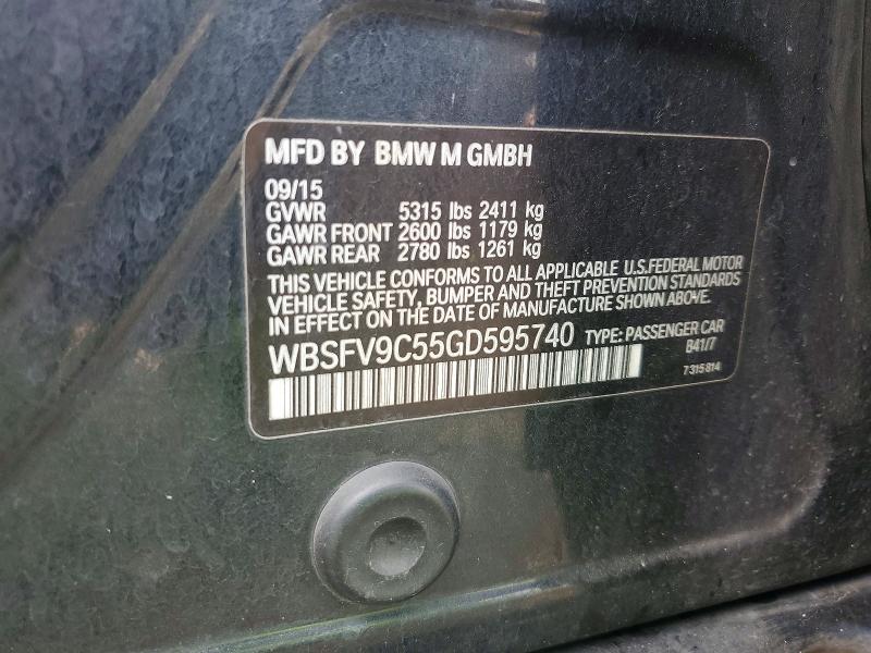 60827926 :رقم المزاد ، WBSFV9C55GD595740 vin ، 2016 Bmw M5 مزاد بيع