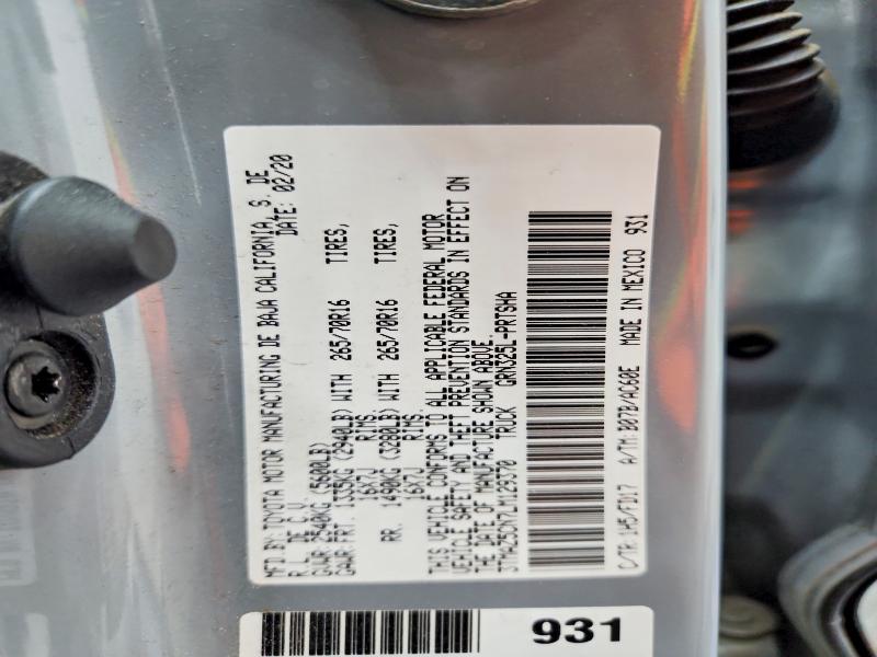 Aukcja sprzedaży 2020 Toyota Tacoma, vin: 3TMAZ5CN7LM129370, numer aukcji: 62794906