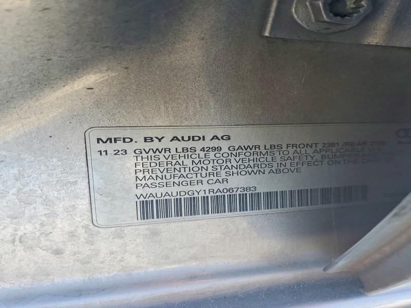 2024 Audi A3 მანქანა იყიდება აუქციონზე, vin: WAUAUDGY1RA067383, აუქციონის ნომერი: 61025666