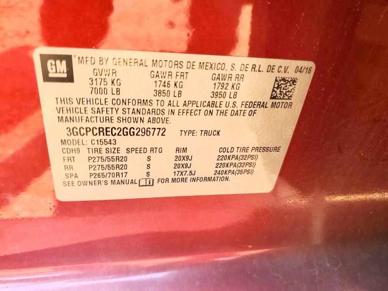 Продажа на аукционе авто 2016 Chevrolet Silverado, vin: 3GCPCREC2GG296772, номер лота: 59824646