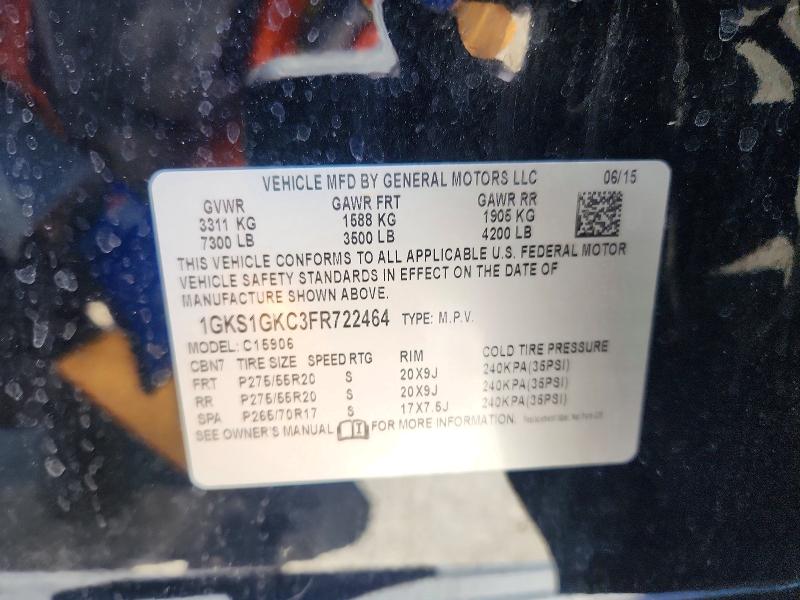 60842326 :رقم المزاد ، 1GKS1GKC3FR722464 vin ، 2015 Gmc Yukon Xl مزاد بيع