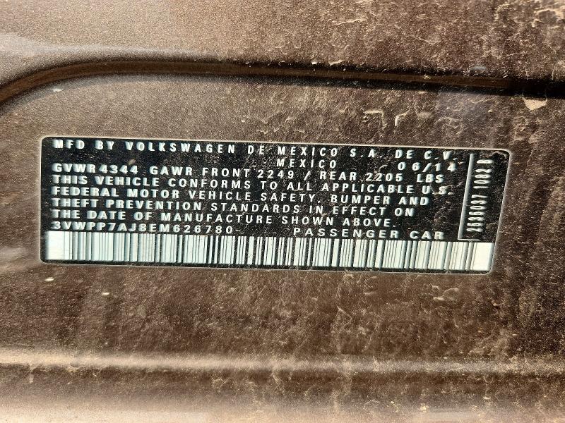 60648586 :رقم المزاد ، 3VWPP7AJ8EM626780 vin ، 2014 Volkswagen Jetta مزاد بيع