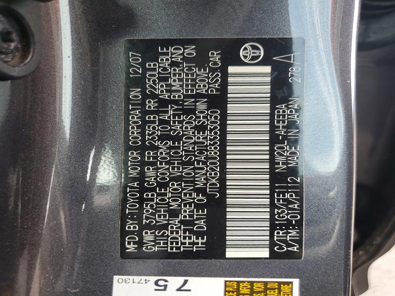 Aukcja sprzedaży 2008 Toyota Prius, vin: JTDKB20U883353050, numer aukcji: 60682546