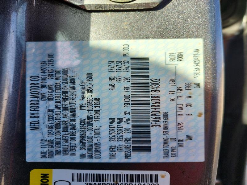 Продажа на аукционе авто 2013 Ford Fusion, vin: 3FA6P0HR6DR184302, номер лота: 60413816
