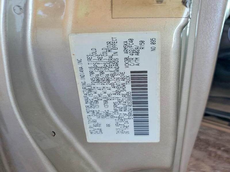 Aukcja sprzedaży 2003 Toyota Tundra, vin: 5TBRN34103S388855, numer aukcji: 62692666