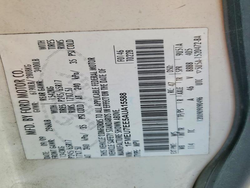 2010 Ford Explorer მანქანა იყიდება აუქციონზე, vin: 1FMEU7EE5AUA15588, აუქციონის ნომერი: 60895766