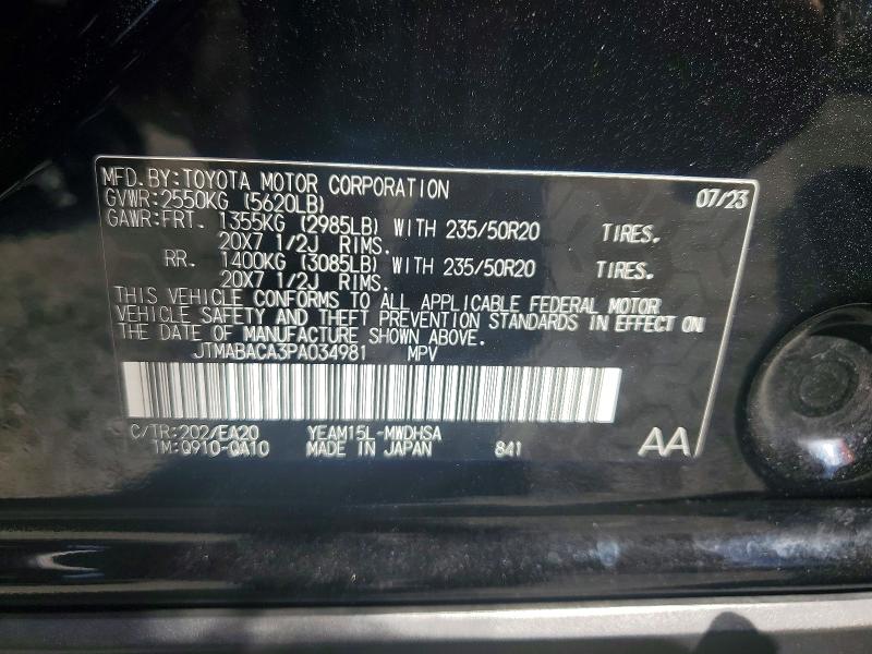61091126 :رقم المزاد ، JTMABACA3PA034981 vin ، 2023 Toyota Bz4x مزاد بيع