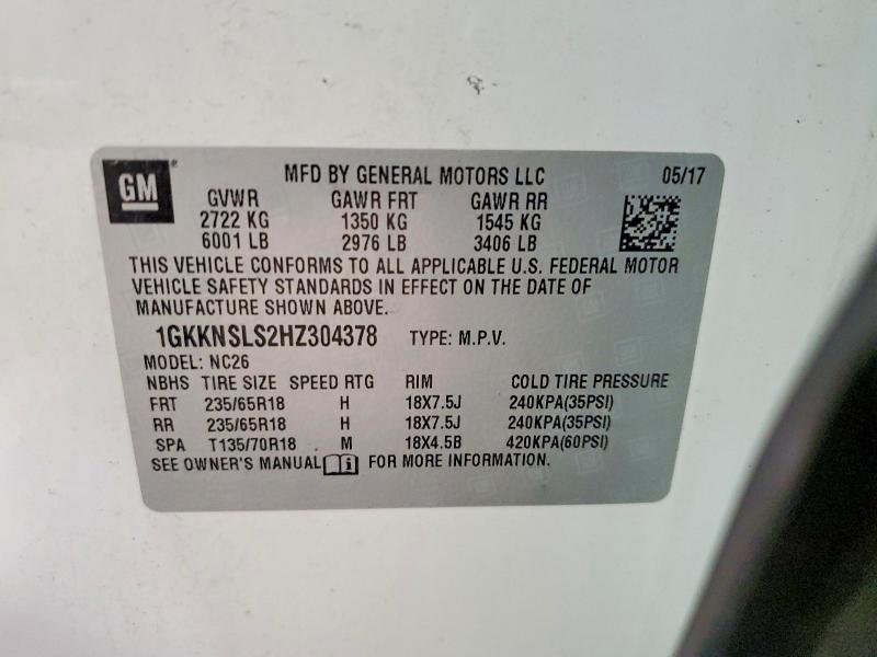 Продаж на аукціоні авто 2017 Gmc Acadia, vin: 1GKKNSLS2HZ304378, номер лоту: 59977016