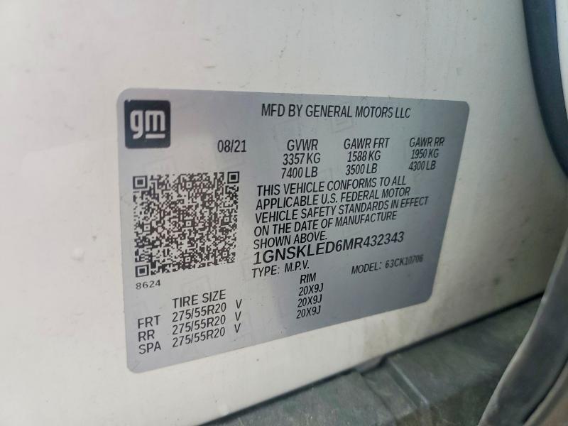 Продажа на аукционе авто 2021 Chevrolet Tahoe, vin: 1GNSKLED6MR432343, номер лота: 60378246