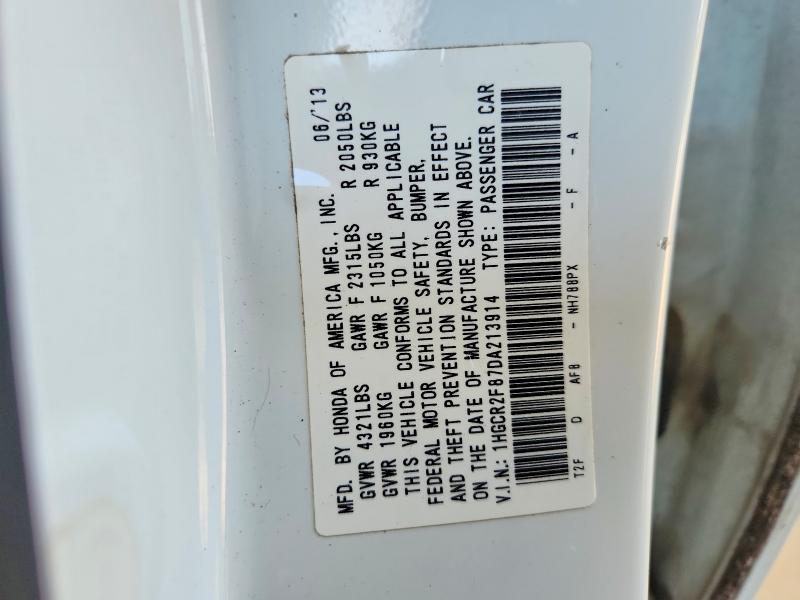 Продажа на аукционе авто 2013 Honda Accord, vin: 1HGCR2F87DA213914, номер лота: 58088836
