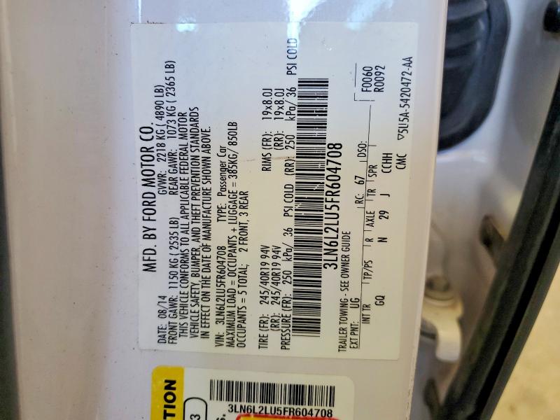 Aukcja sprzedaży 2015 Lincoln Mkz, vin: 3LN6L2LU5FR604708, numer aukcji: 61767126