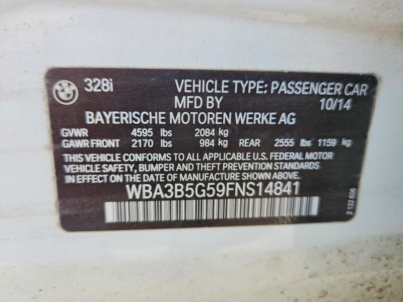 Aukcja sprzedaży 2015 Bmw 328, vin: WBA3B5G59FNS14841, numer aukcji: 60365116