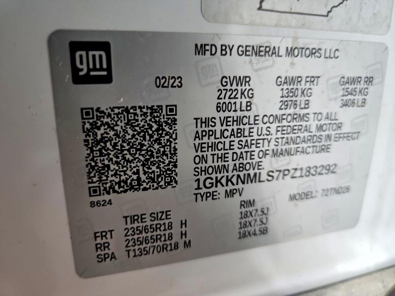59628296 :رقم المزاد ، 1GKKNMLS7PZ183292 vin ، 2023 Gmc Acadia مزاد بيع