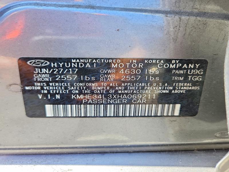 62329926 :رقم المزاد ، KMHE34L3XHA069211 vin ، 2017 Hyundai Sonata Hybrid مزاد بيع
