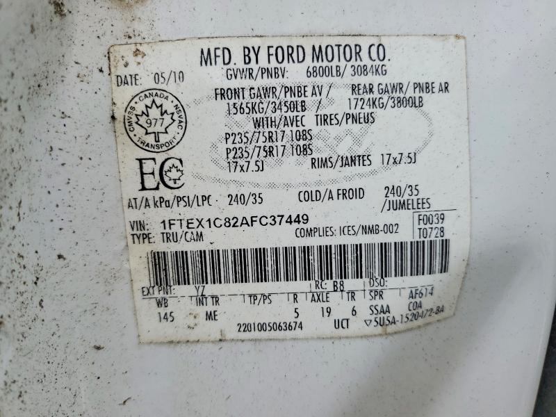 Aukcja sprzedaży 2010 Ford F150, vin: 1FTEX1C82AFC37449, numer aukcji: 60437426