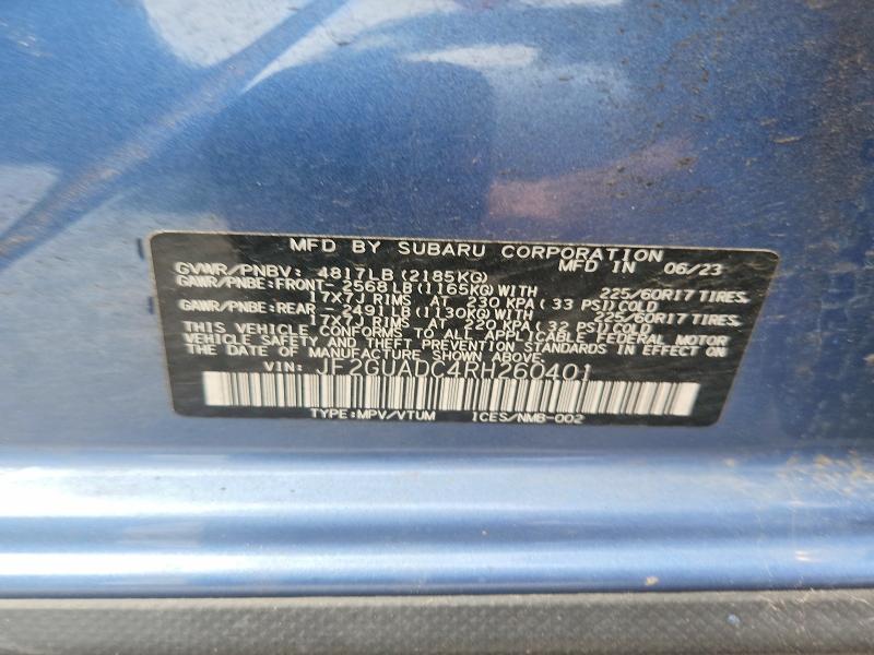 2024 Subaru Crosstrek მანქანა იყიდება აუქციონზე, vin: JF2GUADC4RH260401, აუქციონის ნომერი: 60754736