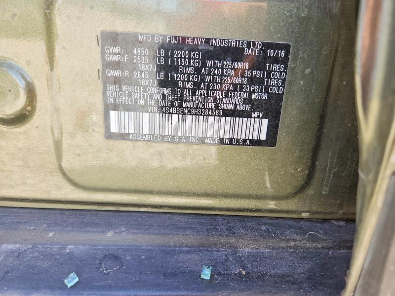 2017 Subaru Outback მანქანა იყიდება აუქციონზე, vin: 4S4BSENC9H3284589, აუქციონის ნომერი: 59354976