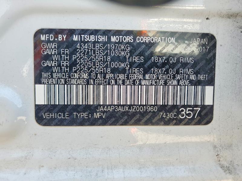 Продажа на аукционе авто 2018 Mitsubishi Outlander Sport, vin: JA4AP3AUXJZ001960, номер лота: 60702066