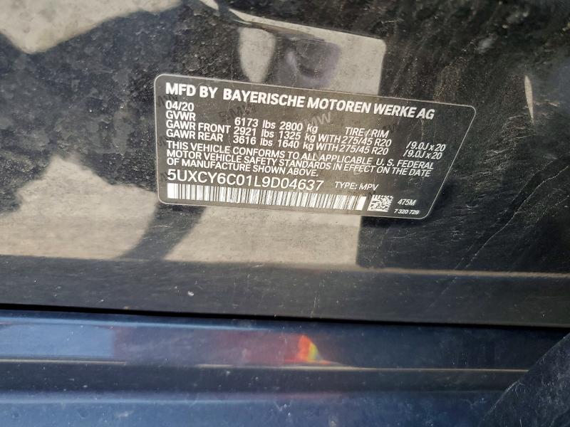 Продаж на аукціоні авто 2020 Bmw X6, vin: 5UXCY6C01L9D04637, номер лоту: 62400246