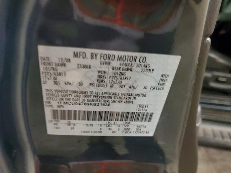 Продажа на аукционе авто 2009 Ford Escape, vin: 1FMCU04789KB21638, номер лота: 62865716