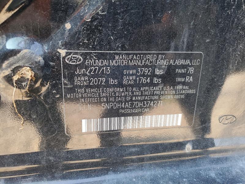 Aukcja sprzedaży 2013 Hyundai Elantra, vin: 5NPDH4AE7DH374271, numer aukcji: 61048806