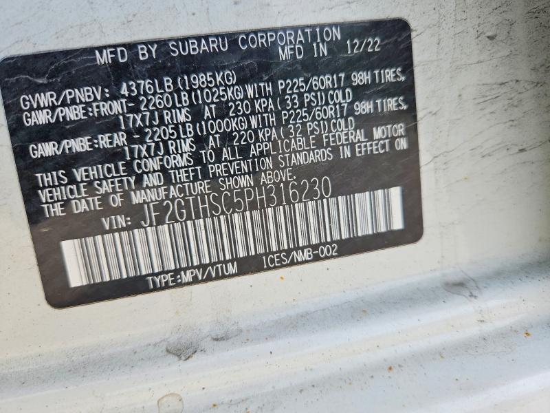 61582496 :رقم المزاد ، JF2GTHSC5PH316230 vin ، 2023 Subaru Crosstrek مزاد بيع