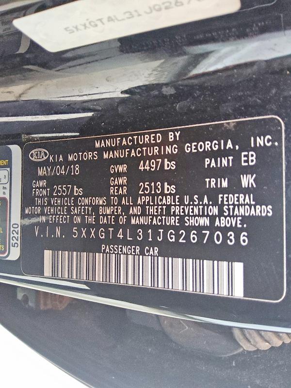 Продаж на аукціоні авто 2018 Kia Optima, vin: 5XXGT4L31JG267036, номер лоту: 60396036