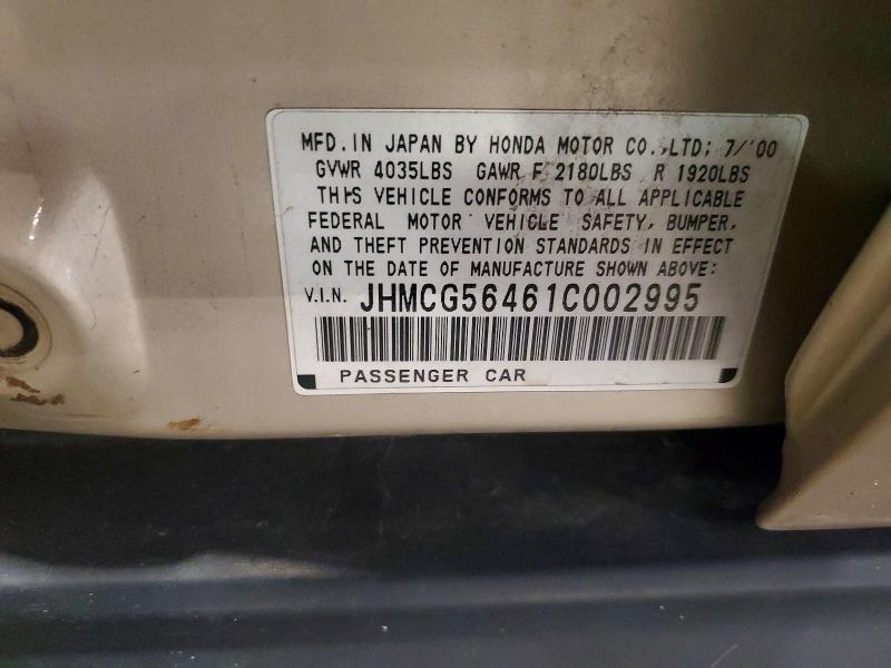 Продажа на аукционе авто 2001 Honda Accord, vin: JHMCG56461C002995, номер лота: 62320706