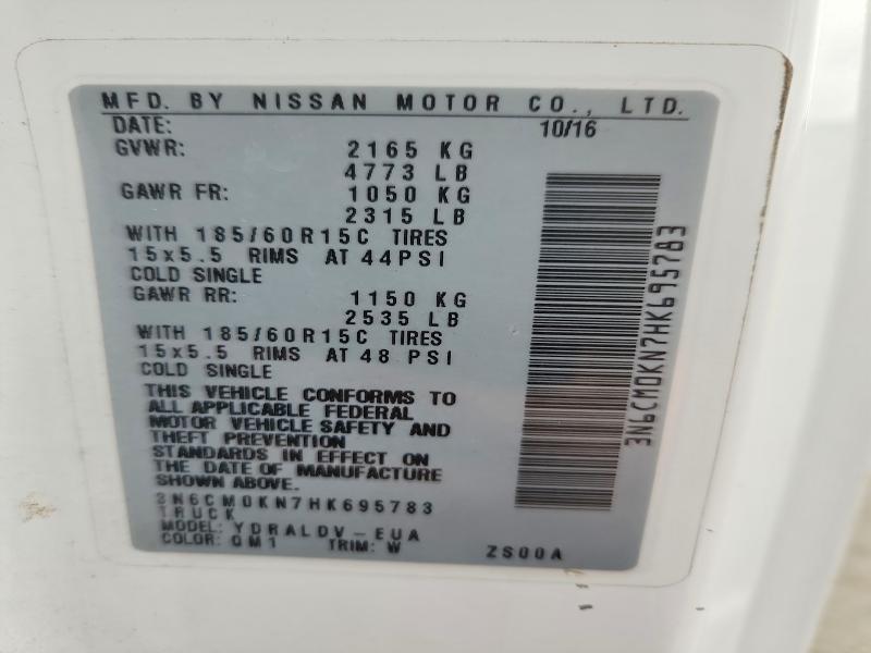 Продаж на аукціоні авто 2017 Nissan Nv200, vin: 3N6CM0KN7HK695783, номер лоту: 59686496