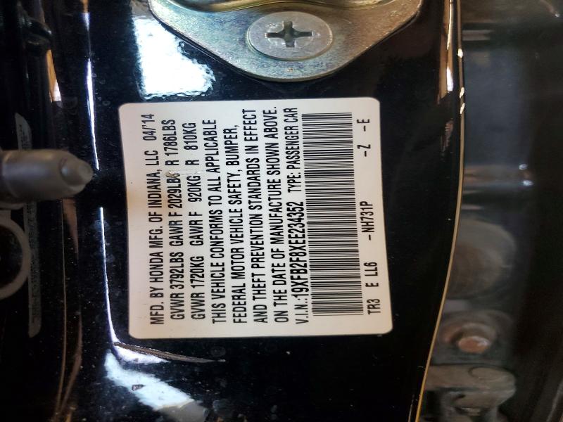 Aukcja sprzedaży 2014 Honda Civic, vin: 19XFB2F8XEE234352, numer aukcji: 60241486