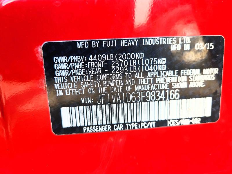 Aukcja sprzedaży 2015 Subaru Wrx, vin: JF1VA1D63F9834166, numer aukcji: 63471626