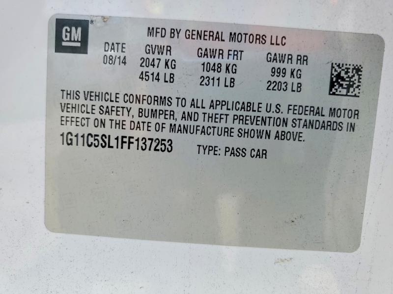 Aukcja sprzedaży 2015 Chevrolet Malibu, vin: 1G11C5SL1FF137253, numer aukcji: 59590846