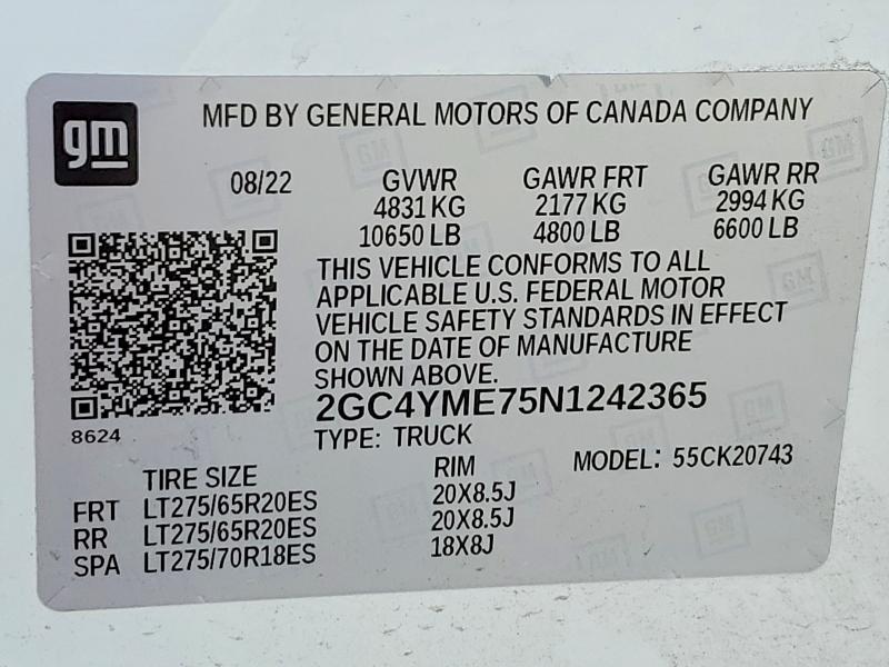 Auction sale of the 2022 Chevrolet Silverado, vin: 2GC4YME75N1242365, lot number: 62527446