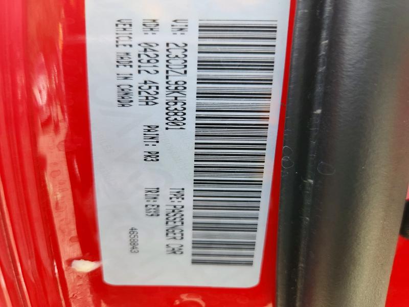 59133206 :رقم المزاد ، 2C3CDZL99KH638301 vin ، 2019 Dodge Challenger مزاد بيع